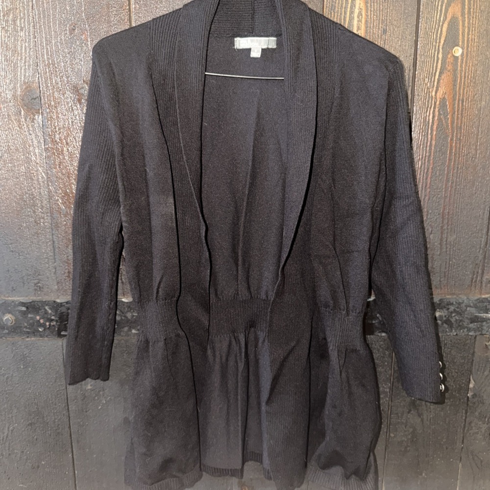 89th and madison cardigan Size Small Women's Black 3/4 Sleeve Open Front V2